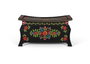 Giner Y Colomer Pinta2 - Coffre de rangement en bois de manguier noir avec détails multicolores peints à main - 24x68x43 cm